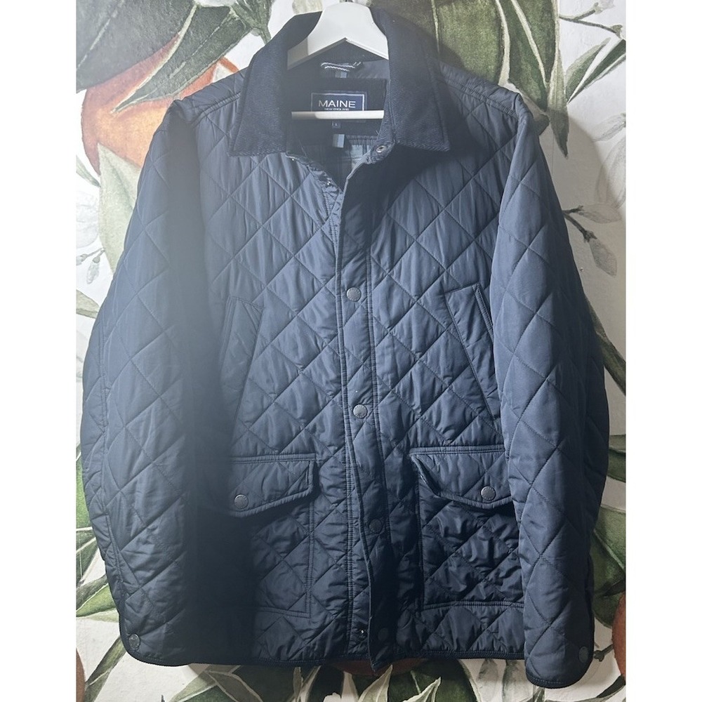 Maine New England‎ Quilted Outdoor Country Walking Jacket Large Navy Blue Womens